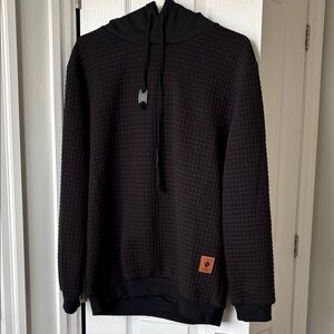 Men's Black Waffle Knit Hoodie Sweater